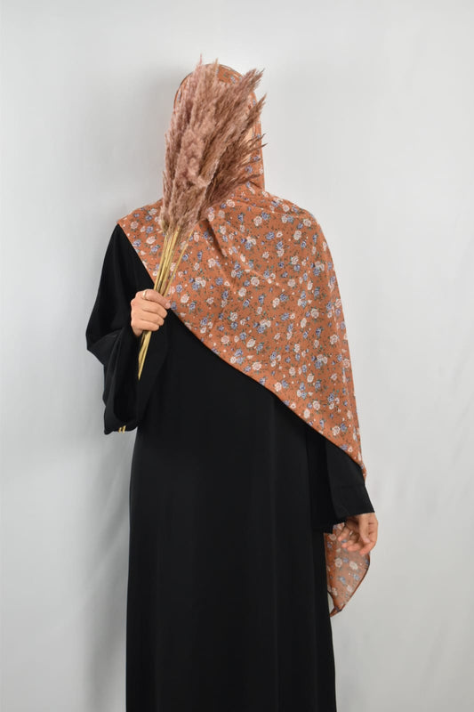 Hijab Imprimé Floral Orange