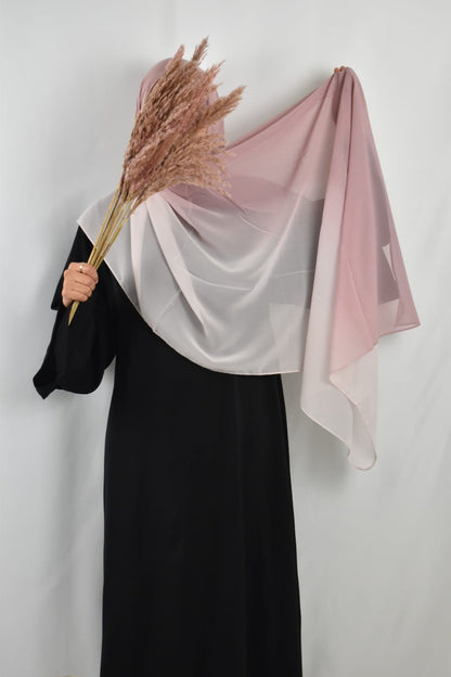 Hijab Dégradé Blanc & Rose